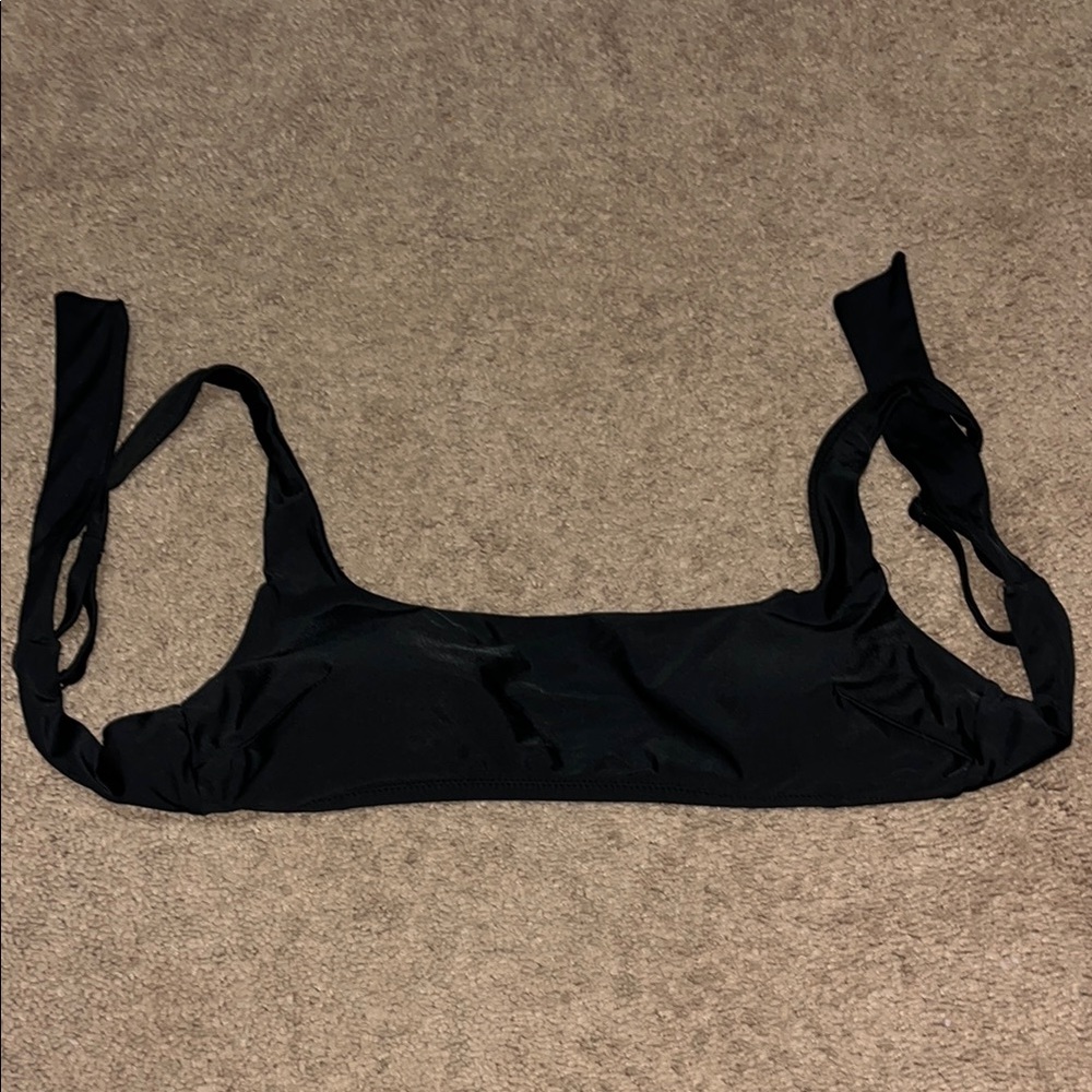 Aerie Swim Black Bikini Tie Top Squareneck Size Medium